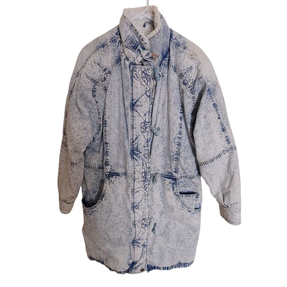 Vintage Women's Coat by Yearbook Acid Wash Sherpa Lined Heavy Medium